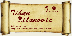 Tihan Milanović vizit kartica